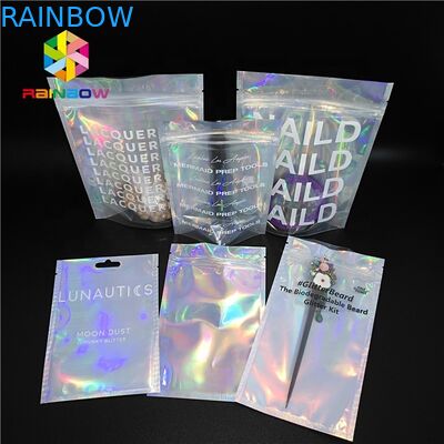 Metallic Label Sticker Holographic Foil Packaging Bags Self Adhesive For Edible Glitter / Shimmer