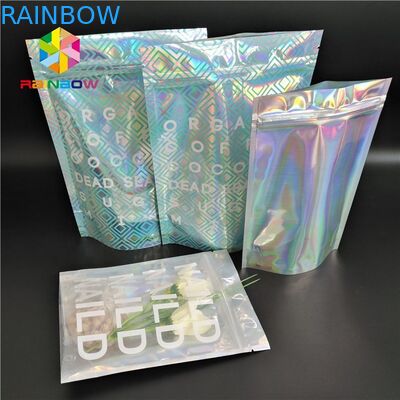 Metallic Label Sticker Holographic Foil Packaging Bags Self Adhesive For Edible Glitter / Shimmer