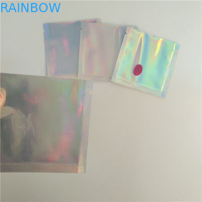 Rainbow Packaging Sealed Plastic Bags Heat Sealed Mini Transparent Holographic Jewelry Pouch