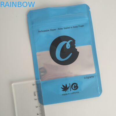 Customized Foil Pouch Packaging 1/8oz 3.5 Grams Cookies Bag With Window / Zipper