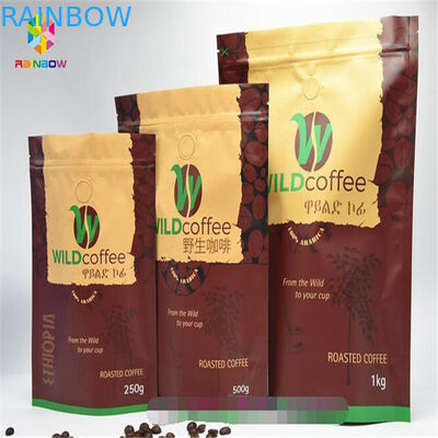 Resealable Aluminum Foil Stand Up Zipper Pouch , Printed k Bags With Valve