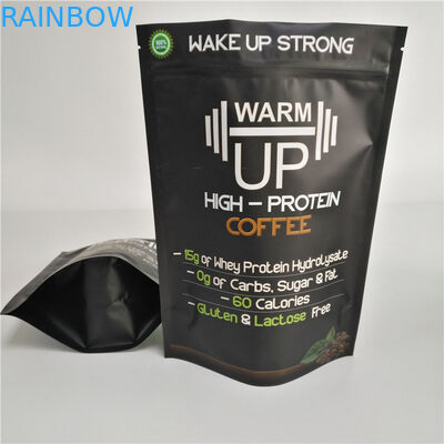 Matte Black Biodegradable Stand Up Zipper Pouch Bags Plastic Mylar Coffee Sachet Packaging