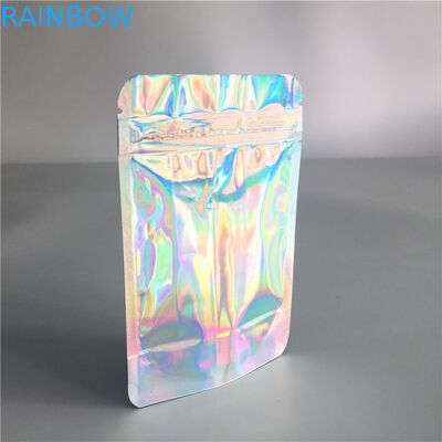Mylar Foil Pouch Packaging Plastic Hologram Zipper Bag Custom Printing With Clear Window