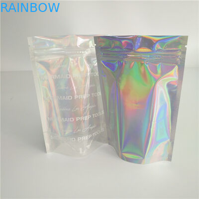 Stand Up Holographic Bags With Front Clear and Back Holographic Effect for Eyelash Comestic Packaging