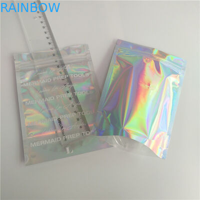 Stand Up Holographic Bags With Front Clear and Back Holographic Effect for Eyelash Comestic Packaging