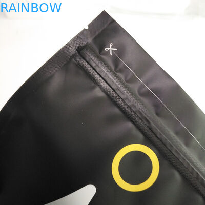 1 kg 500 grams 250 grams Stand Up Black Matte Coffee Packaging Bag With Top Zipper and Aluminum Foil Inside Bags