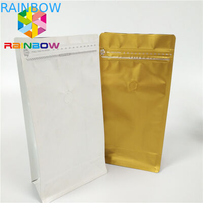 Custom Printing Flat Bottom Gusset Bag Square Bottom Aluminum Foil Pouch With Valve For Coffee Bean Packaging