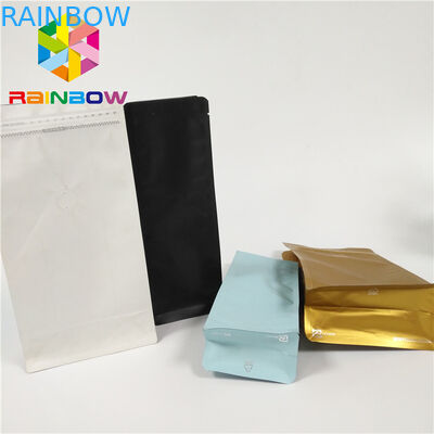 Custom Printing Flat Bottom Gusset Bag Square Bottom Aluminum Foil Pouch With Valve For Coffee Bean Packaging