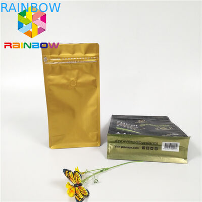 Custom Printing Flat Bottom Gusset Bag Square Bottom Aluminum Foil Pouch With Valve For Coffee Bean Packaging