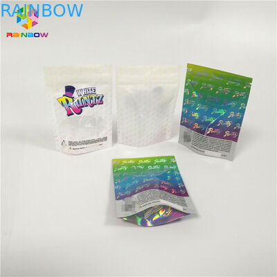 Aluminum Foil Window Plastic Storage Bags Zipper Custom Logo Holographic Tear Notch