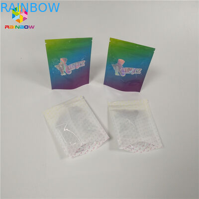 Aluminum Foil Window Plastic Storage Bags Zipper Custom Logo Holographic Tear Notch