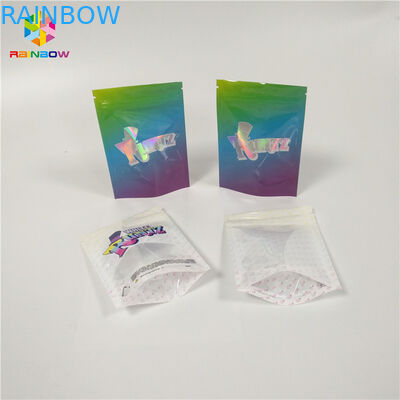 Aluminum Foil Window Plastic Storage Bags Zipper Custom Logo Holographic Tear Notch