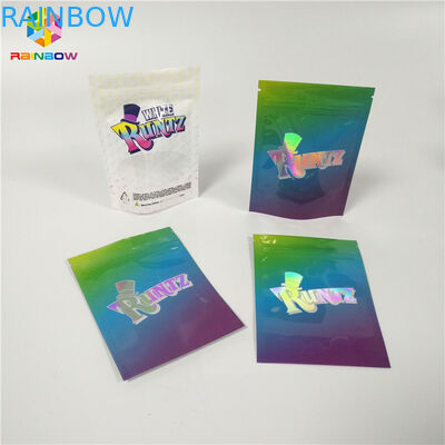 Recyclable Snack Bag Packaging Laser Holographic Runtz Clear Window Childproof zip lock bag