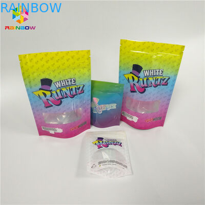 Recyclable Snack Bag Packaging Laser Holographic Runtz Clear Window Childproof zip lock bag
