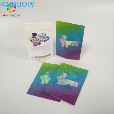Hologram Laser Snack Bag Packaging Childproof Zip Lock Window Pouch For Cosmetics