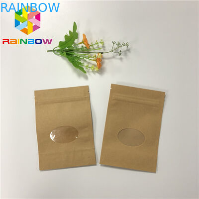 Three Side Sealed Kraft Stand Up Zipper Pouch Bags For Dried Fruit Packaging
