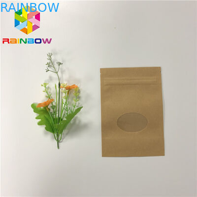 Three Side Sealed Kraft Stand Up Zipper Pouch Bags For Dried Fruit Packaging