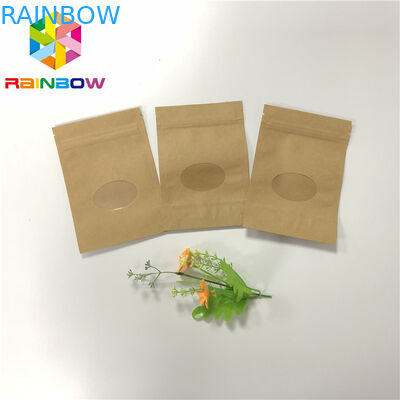 Three Side Sealed Kraft Stand Up Zipper Pouch Bags For Dried Fruit Packaging
