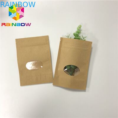 k Stand Up Customized Paper Bags Round Window Reusable For Snack Packaging