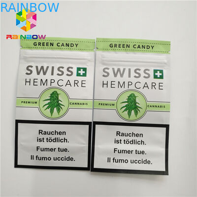 Resealable Herbal Incense Packaging Plastic Pouch 3 Side Sealed With Zipper Tear Notches