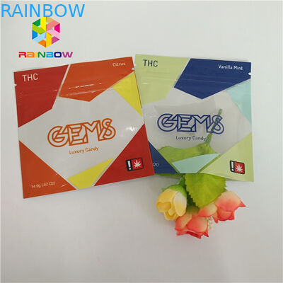 Resealable Herbal Incense Packaging Plastic Pouch 3 Side Sealed With Zipper Tear Notches