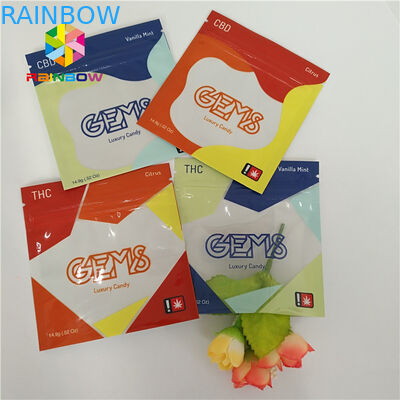 Resealable Herbal Incense Packaging Plastic Pouch 3 Side Sealed With Zipper Tear Notches