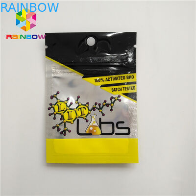 Resealable Herbal Incense Packaging Plastic Pouch 3 Side Sealed With Zipper Tear Notches