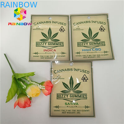 Resealable Herbal Incense Packaging Plastic Pouch 3 Side Sealed With Zipper Tear Notches