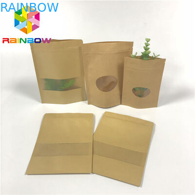Rectangle Round Window Customized Paper Bags 50-200 Microns Thickness For Packaging
