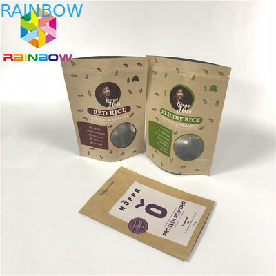 Doypack Laminated Aluminum Foil Zip Kraft Paper Pouches For Packaging Rice Body Scrub