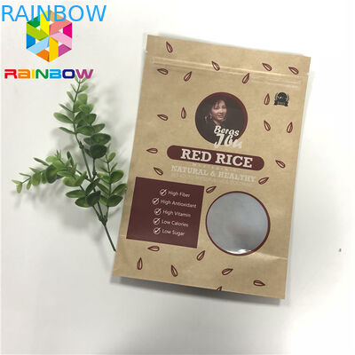 Self Standing Smell Proof Rice Packaging Bags Aluminum Foil Craft Paper Recyclable