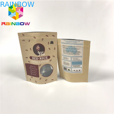 Self Standing Smell Proof Rice Packaging Bags Aluminum Foil Craft Paper Recyclable