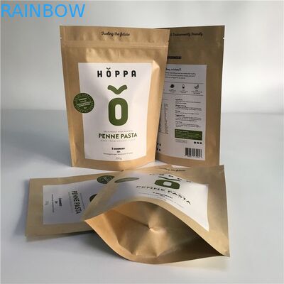 Food Grade Kraft Paper Stand Up Pouch Packaging Pull Tab With Good Sealability Zipper