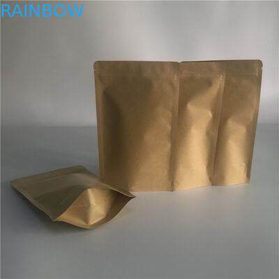 Food Grade Kraft Paper Stand Up Pouch Packaging Pull Tab With Good Sealability Zipper