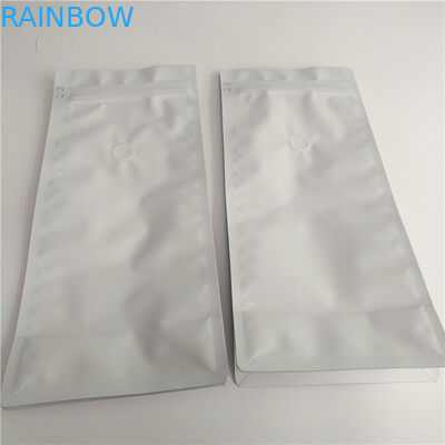Flat Bottom Bag Food Packaging Film Plain White Printing Top Filling With Air Valve