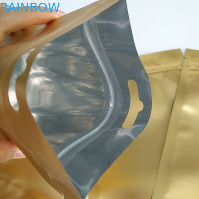 Top Zipper Stand Up Pouch Bags Laminated Material With Euro / Round Hanging Hole