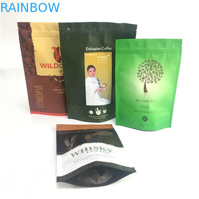 Aluminum Foil Stand Up Pouch Packaging Valve Zipper Lock Bag For Tea / Coffee