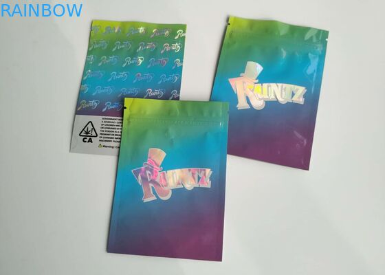 Mylar Hologram Aluminum Foil Stand Up Pouch Runtz Bag 100 Micron Thickness For Food