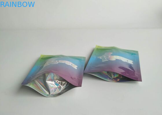 Moisture Proof Plastic Pouches Packaging Clearly Window Holographic Cookies With Zipper
