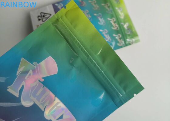 Hologram Weed Stand Up Zipper Pouch Smell Proof Runtz Bag With Clearly Window
