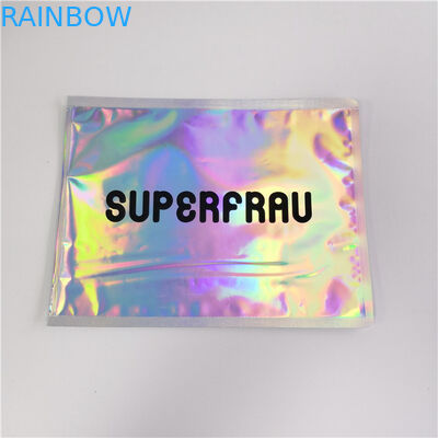 Laser Holographic Film Grip Seal Bags Zip Lock Customized Logo For Cosmetics