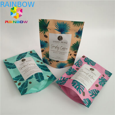 Custom Printed Stand Up Pouch Packaging Zipper Bag Resealable For Coffee Beans