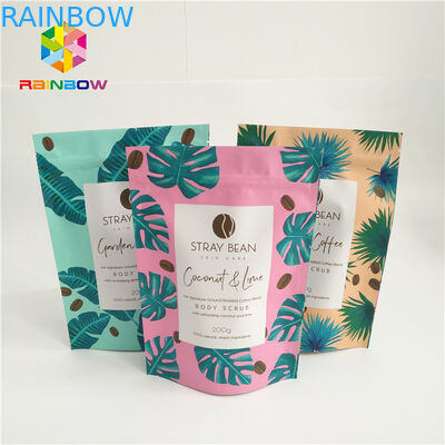 Aluminum Foil Stand Up Coffee Pouches , Plastic k Bags With Tear Notches