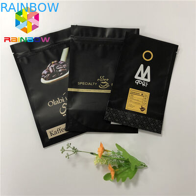 Matt Black 200g Aluminum Foil Stand Up Pouch Zip Lock Coffee Bag Gravure Printing