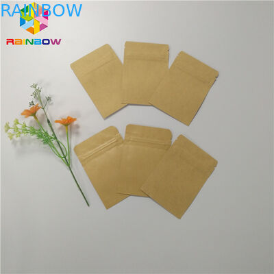Reusable Kraft Paper Bags Three Side Heat Seal Packaging For Cosmetics Sample Packet