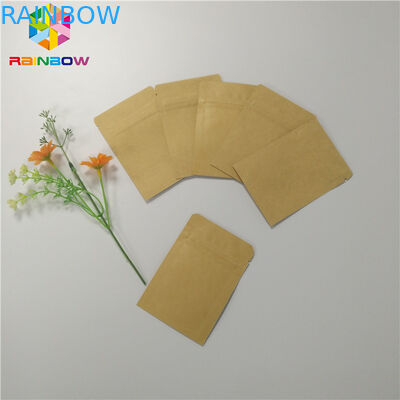 Reusable Kraft Paper Bags Three Side Heat Seal Packaging For Cosmetics Sample Packet