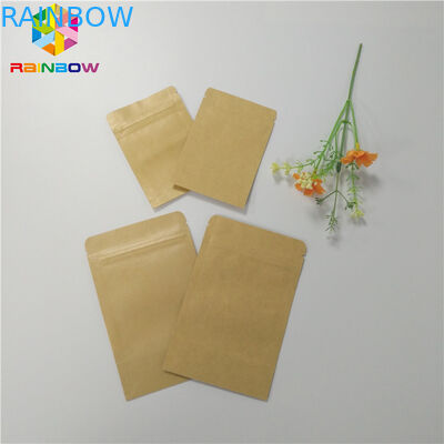 Reusable Kraft Paper Bags Three Side Heat Seal Packaging For Cosmetics Sample Packet