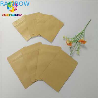 Reusable Kraft Paper Bags Three Side Heat Seal Packaging For Cosmetics Sample Packet