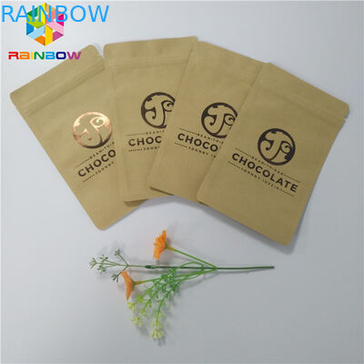 Three Side Sealed Kraft Customized Paper Bags Foil Lined Organic Roasted Coffee Packing