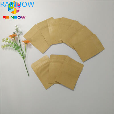Three Side Sealed Kraft Customized Paper Bags Foil Lined Organic Roasted Coffee Packing
